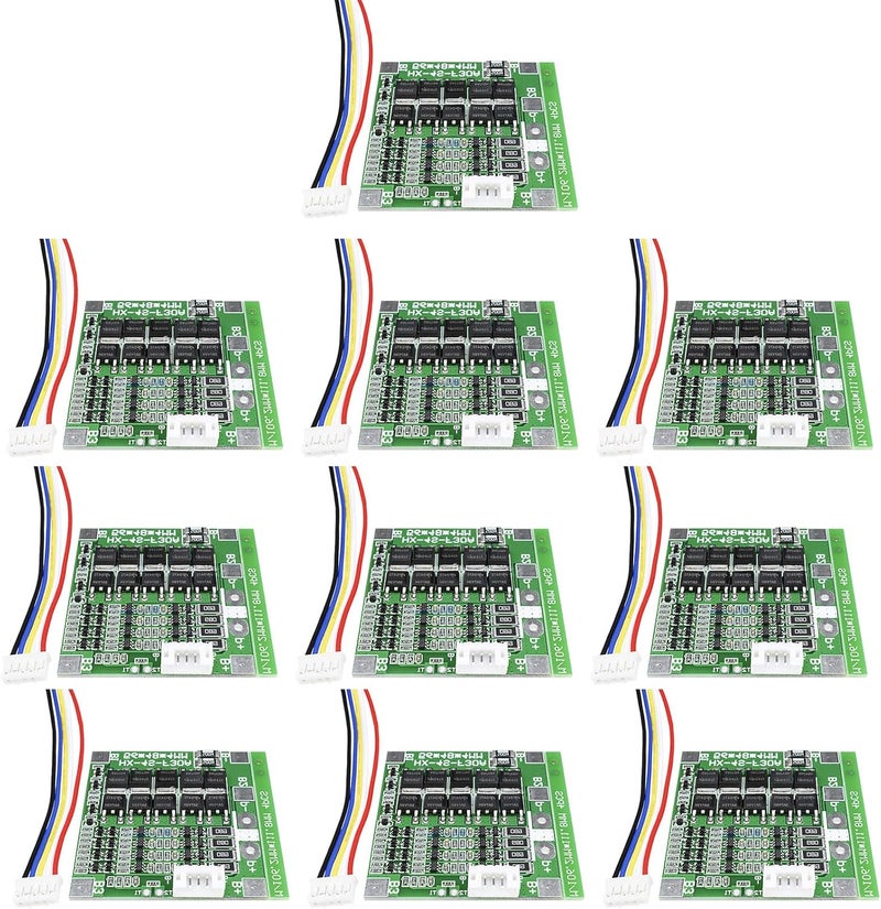 hiBCTR 10 Packs 14.8V 4S 30A 18650 Lithium-Ion Lithium Battery BMS PCB Integrated Circuit Protection Board with Battery Balancing - Image 1